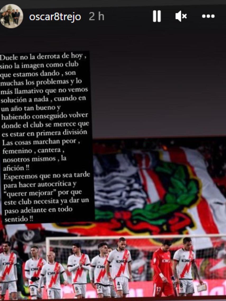 Comunicado de Óscar Trejo sobre la situación del Rayo Vallecano