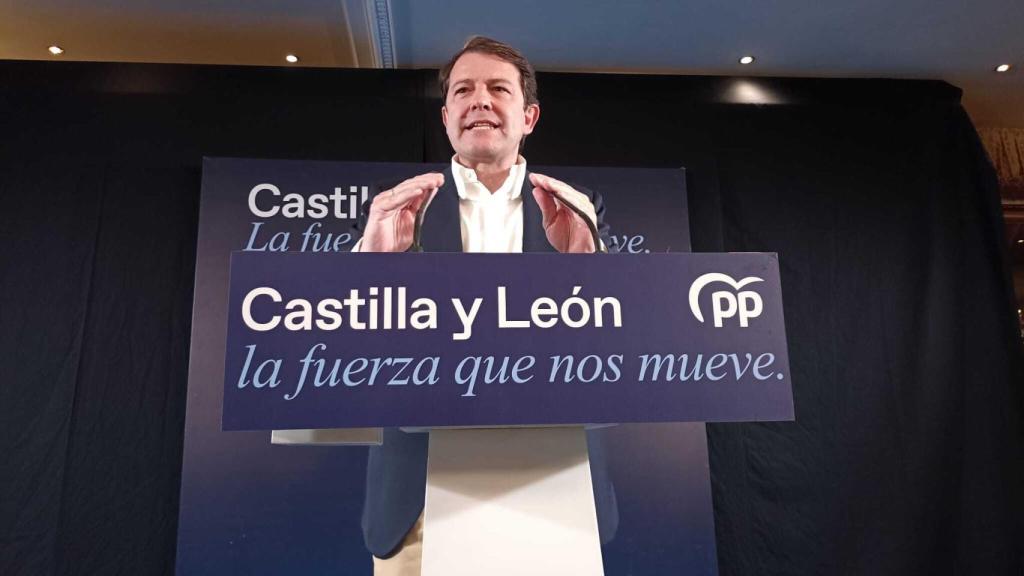 Mañueco en su primera intervención en la noche electoral