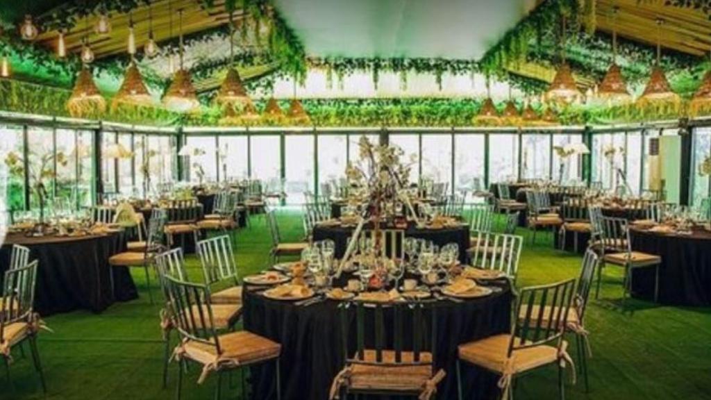 Uno de los salones del Jardín de Tegueste, rodeado de vegetación.