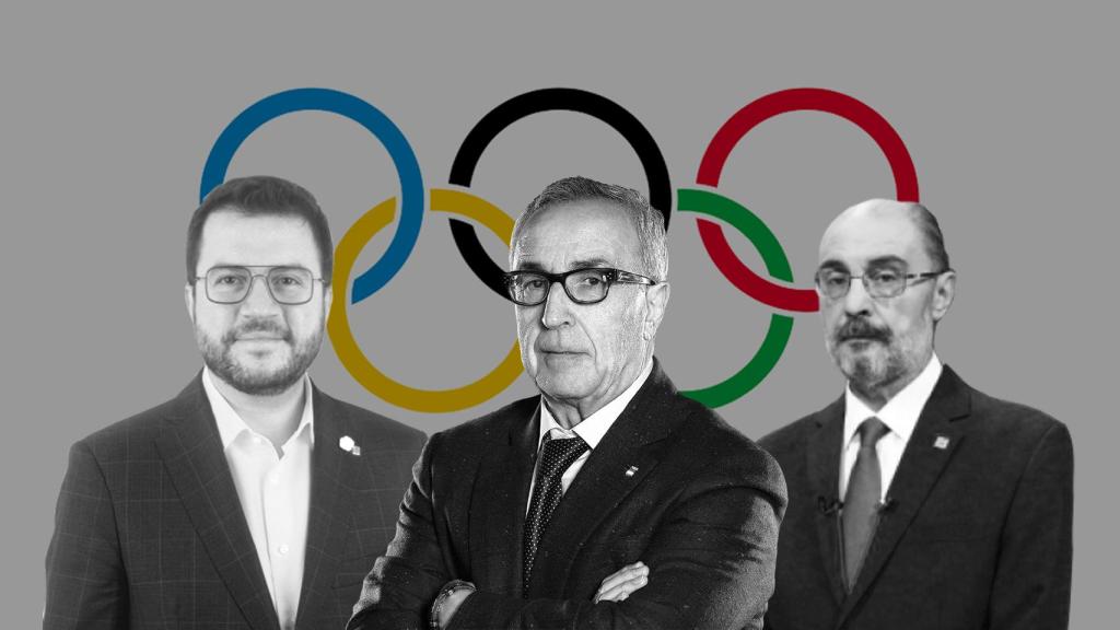 Pere Aragonès, Alejandro Blanco y Javier Lambán, en un fotomontaje