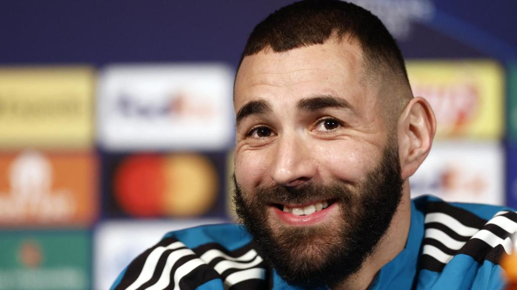 Karim Benzema, en rueda de prensa de la Champions League