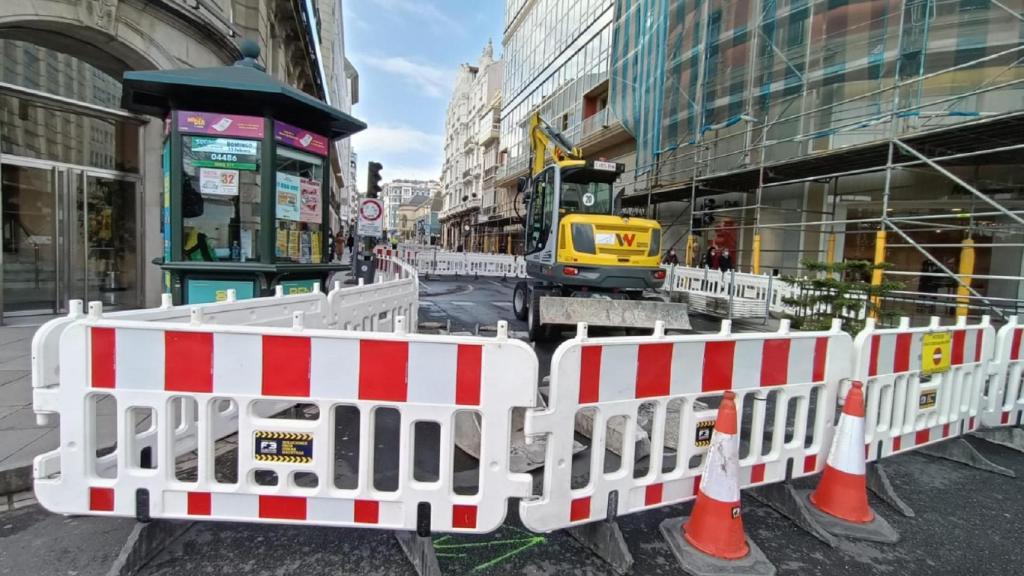 Las obras en la calle Compostela de A Coruña.