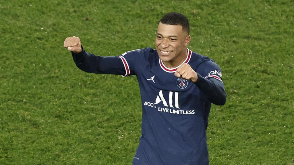 Kylian Mbappé celebra su gol al Real Madrid
