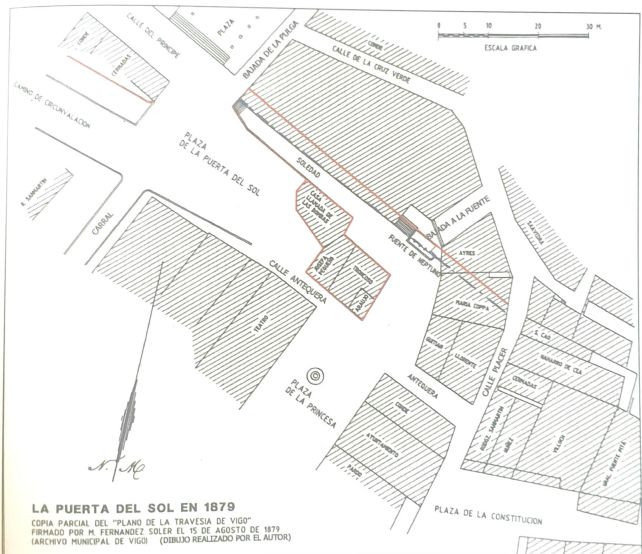 El trazado en rojo corresponde con el área del yacimiento de Elduayen. Imagen: Informe valorativo del Concello