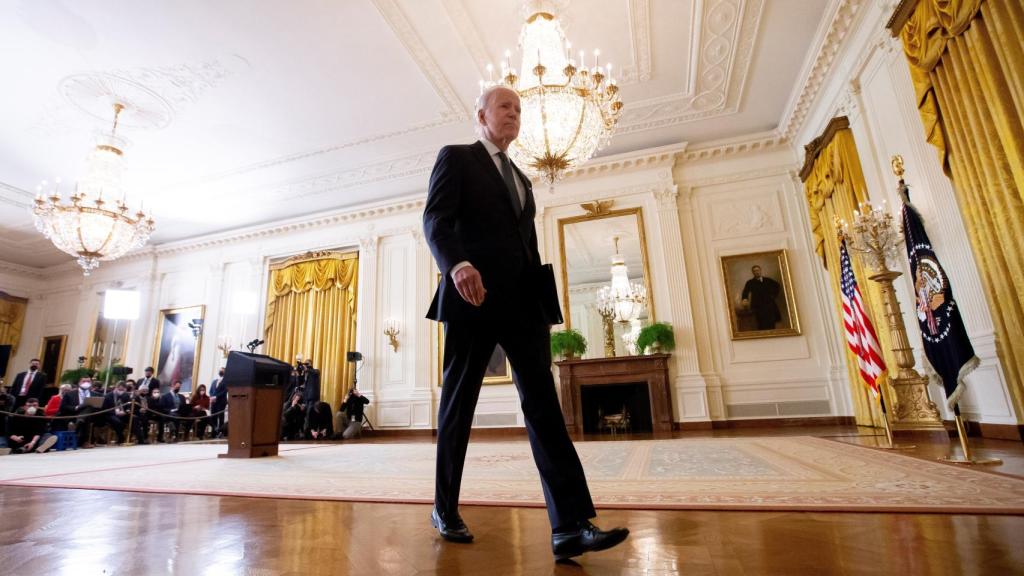 Joe Biden, presidente de Estados Unidos, tras una rueda de prensa en la Casa Blanca.