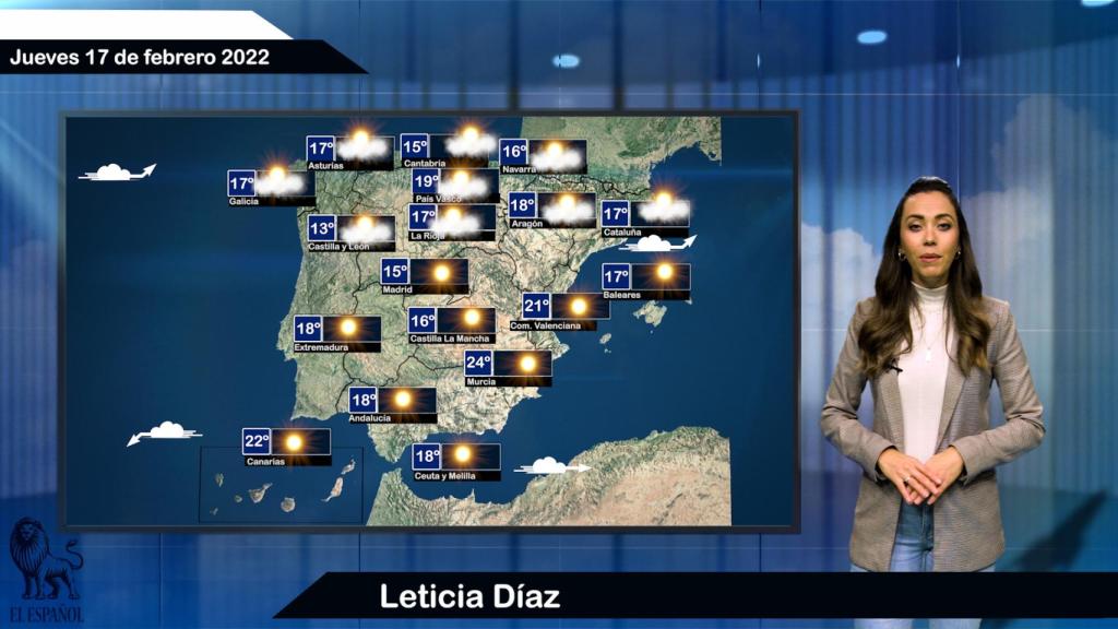 El tiempo para hoy jueves 17 de febrero: ambiente soleado con