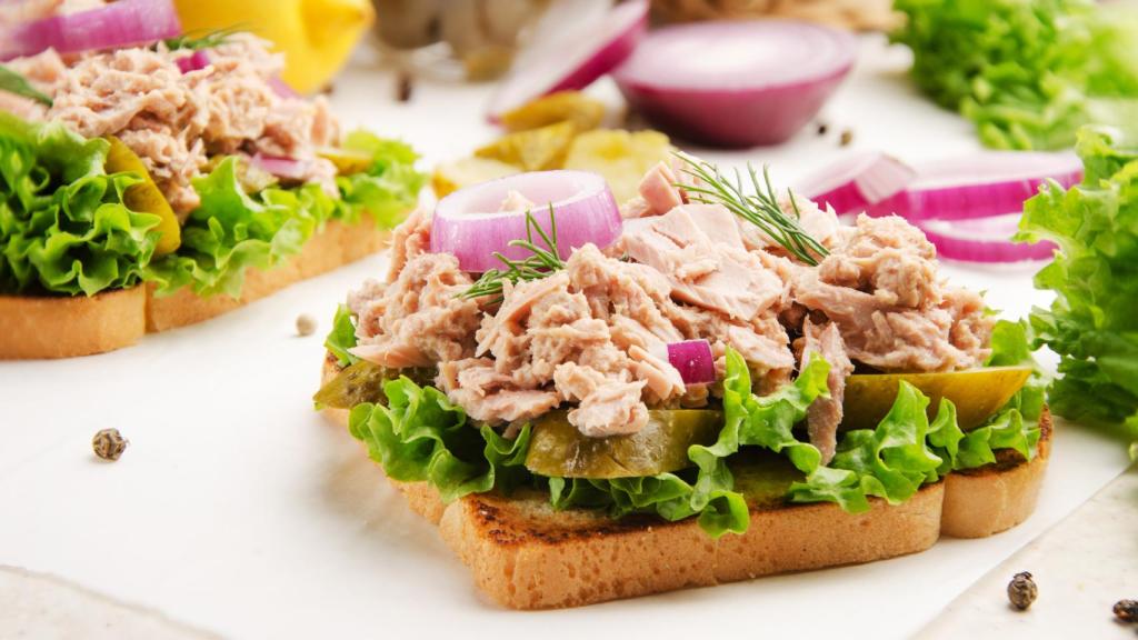 Tosta de atún con lechuga, cebolla y pepinillos - icetoker