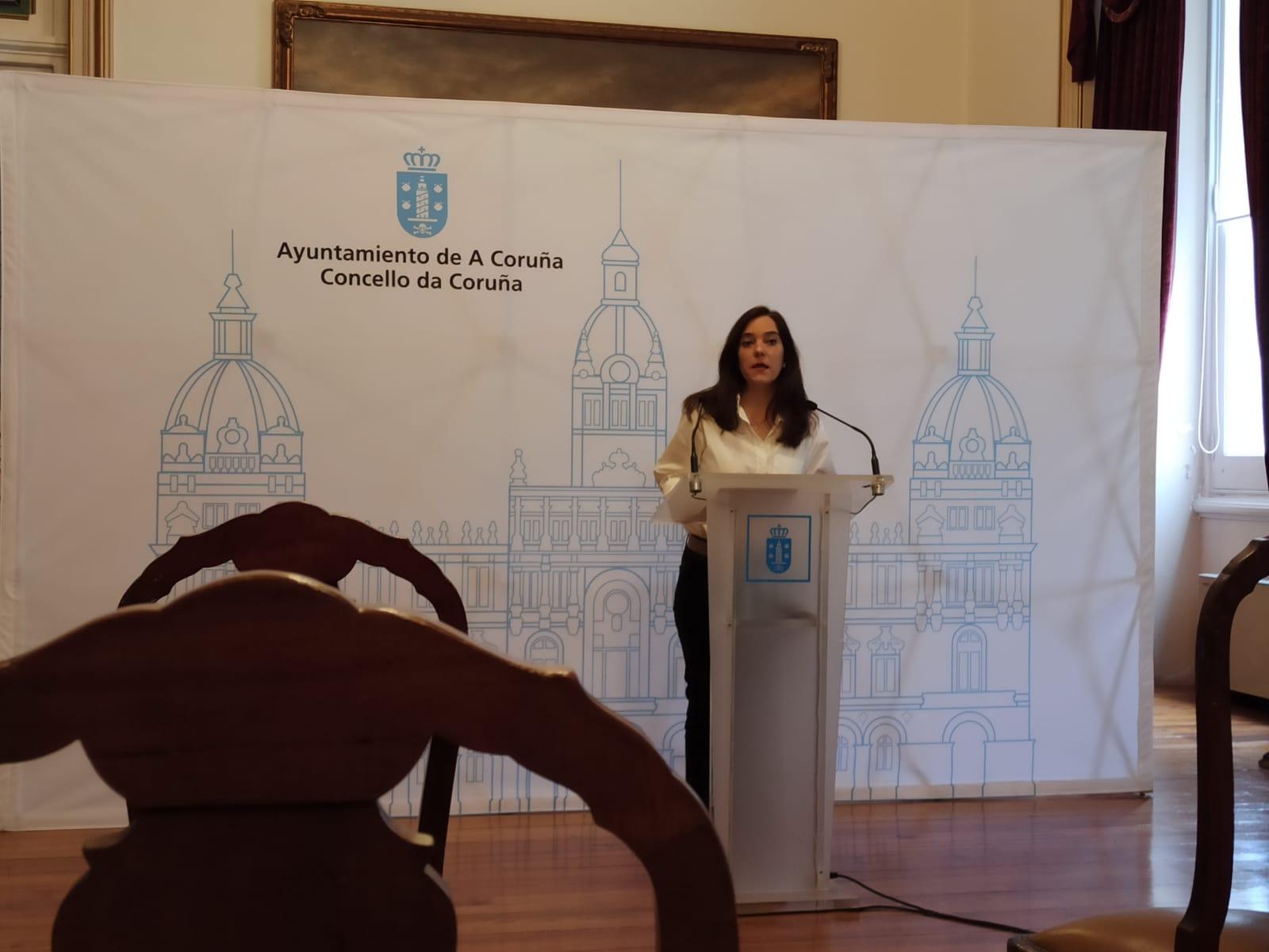 Inés Rey esta mañana en la rueda de prensa