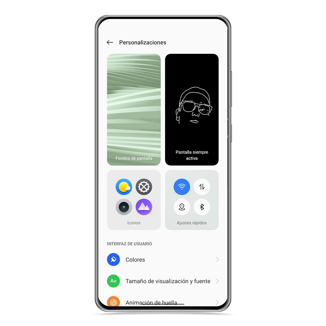 Opción de pantalla siempre activa en realme