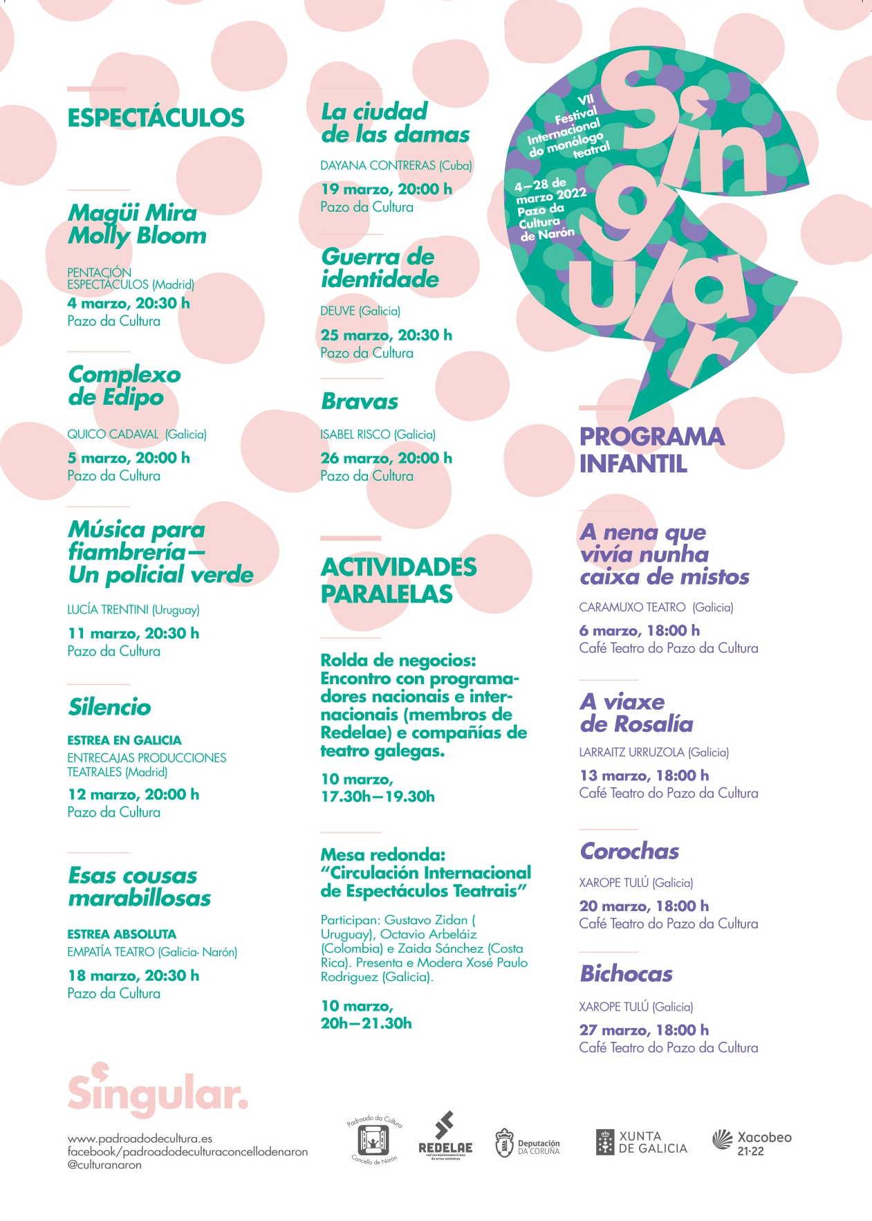 Cartel festival ‘Singular’. Fuente: Concello de Narón.