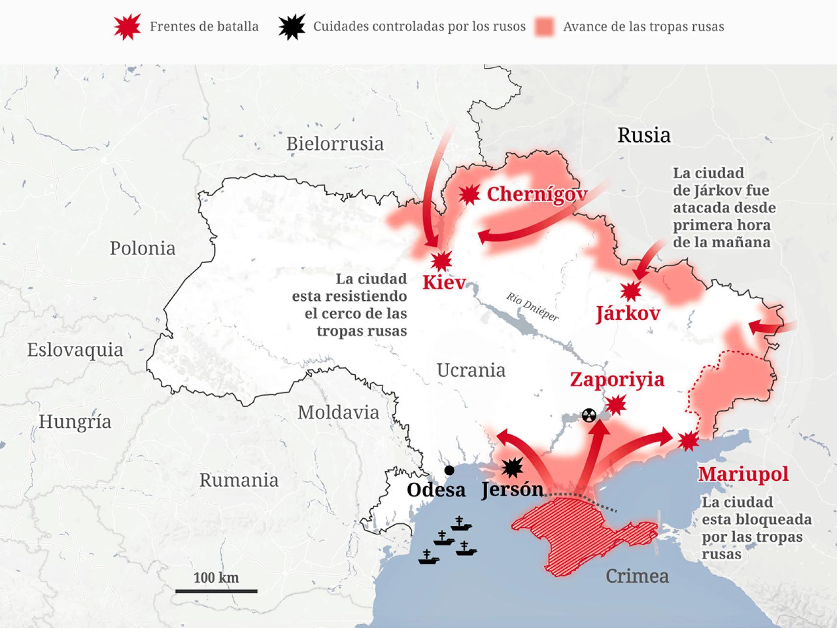 Fuente: Fuerzas Armadas de Ucrania, Interfax, The New York Times, ISW y elaboración propia.