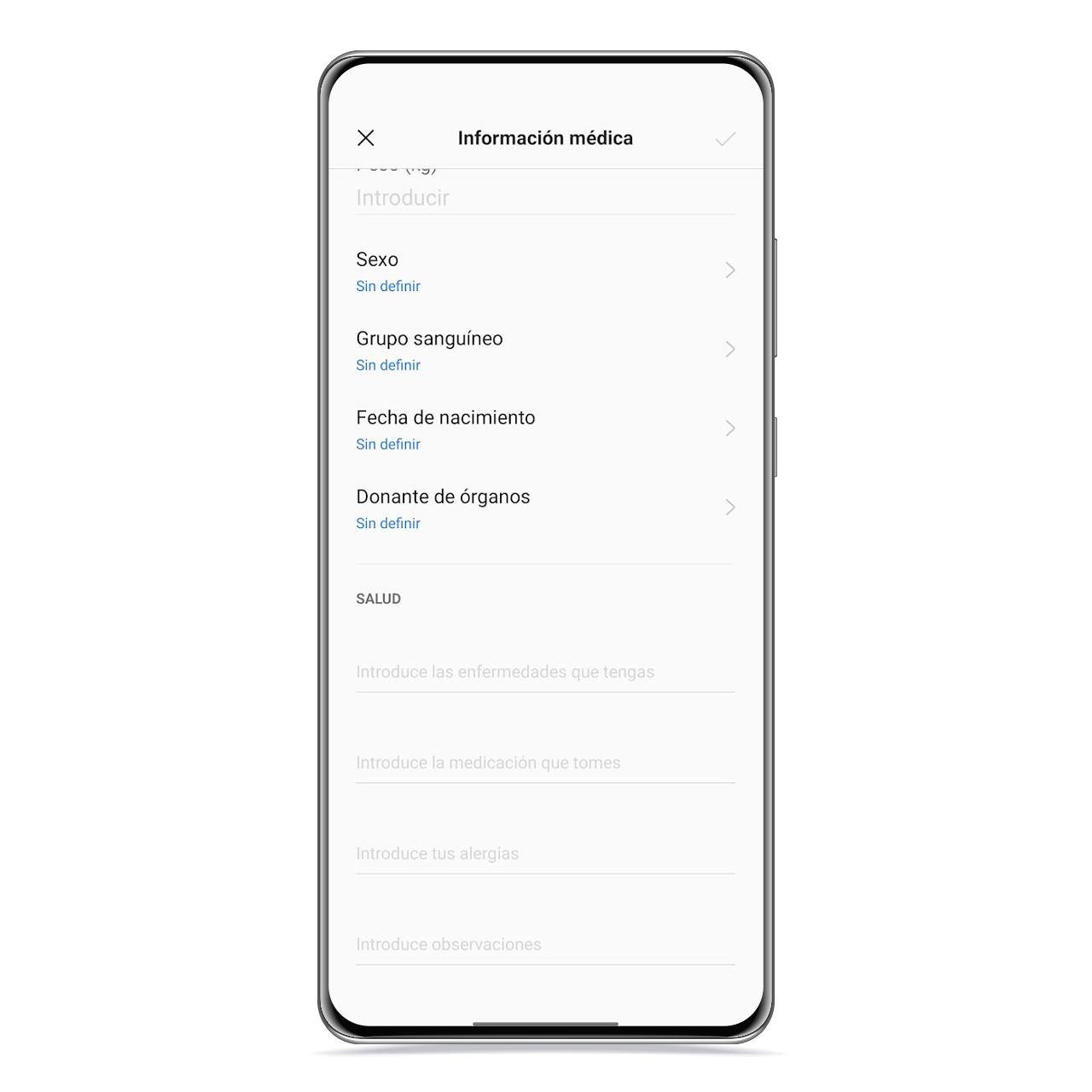 Información médica de emergencia en realme
