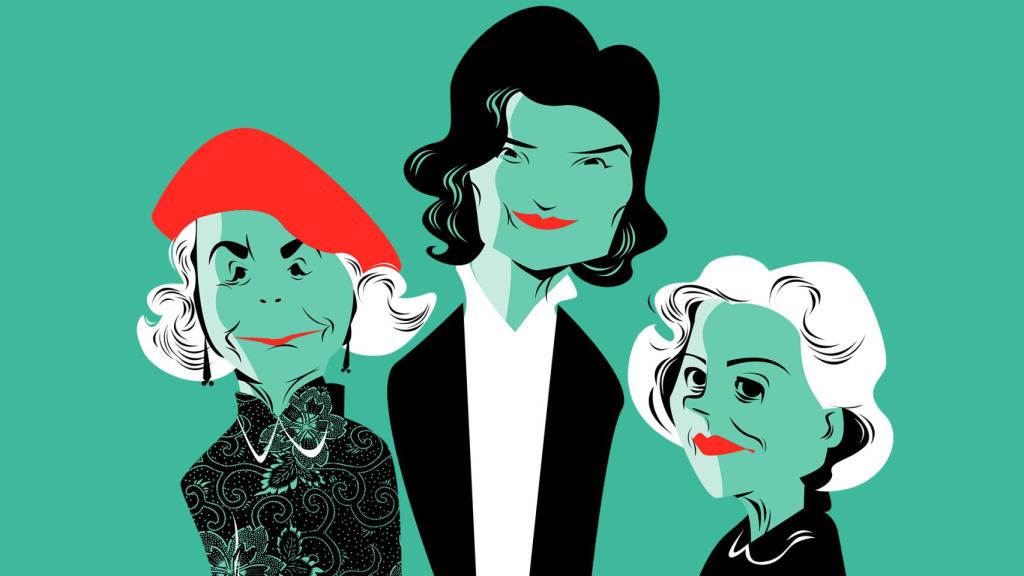 Carmen Laforet (c), Carmen Martín Gaite (i) y Mercè Rodoreda (d) encabezan la lista de las 25 mejores novelas españolas escritas por mujeres.  Ilustración de Jorge Arévalo