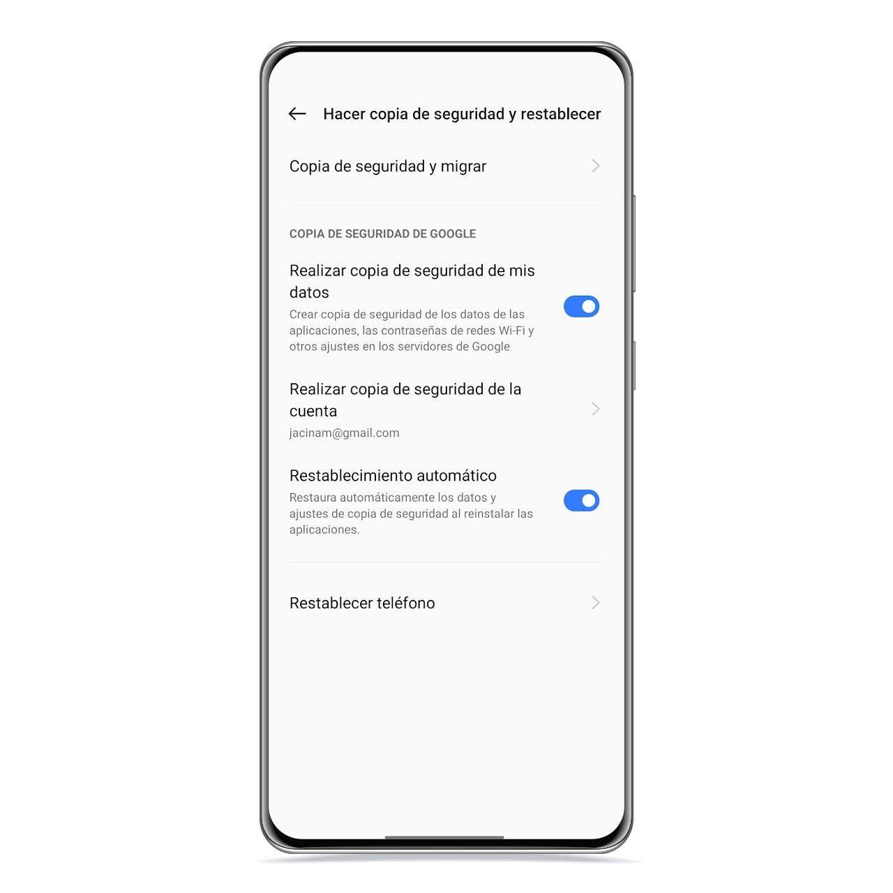 Copia de seguridad en realme