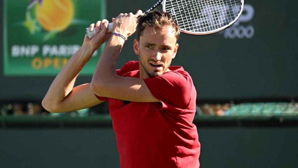 Daniil Medvedev, durante un entrenamiento de Indian Wells 2022