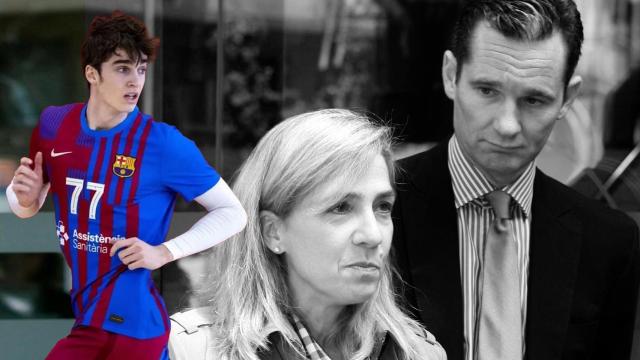 Pablo Urdangarín, en un fotomontaje junto a sus padres Cristina de Borbón e Iñaki Urdangarín