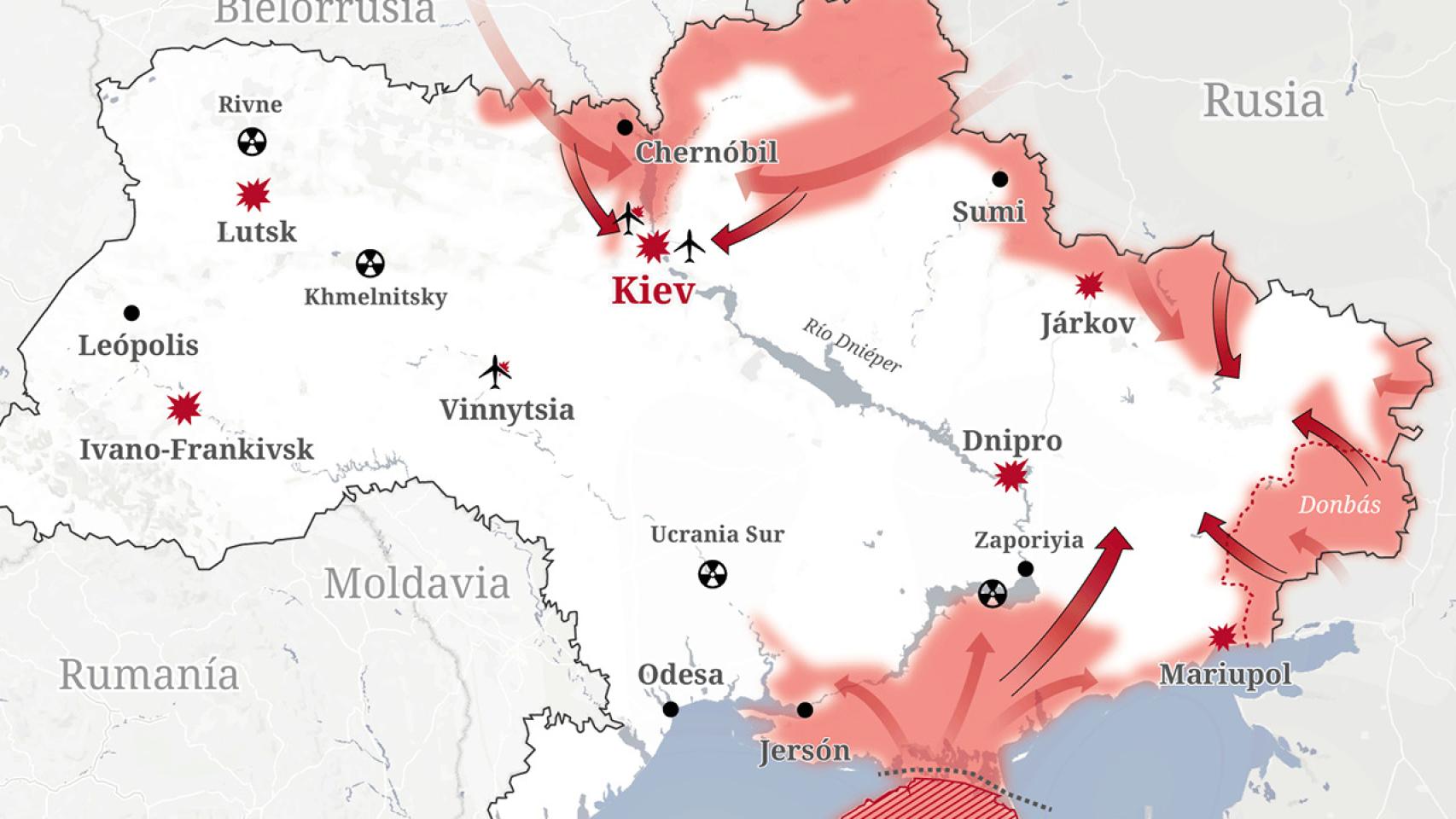 Fuentes: WNA, EFE, Fuerzas Armadas de Ucrania, The New York Times, ISW y elaboración propia.