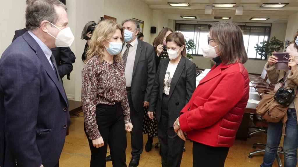 La ministra de Transportes, Movilidad y Agenda Urbana, Raquel Sánchez, hoy en Vigo.