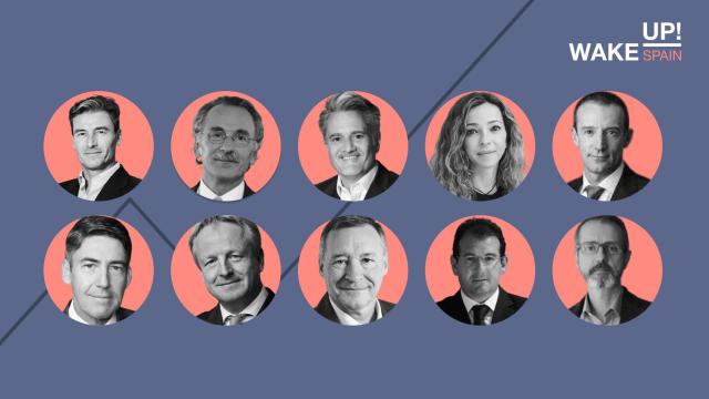 Arriba, de izquierda a derecha: Federico Linares, Luis Furnells, Alberto Granados, Patricia Benito y Jean Françoise Fallacher. Abajo, Domingo Mirón, Maarten Wetselaar, Ángel Simón, Raúl Grijalba y Marc Murtra.