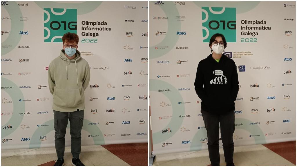 Óscar Carballo y Paula Taibo, primero y segunda clasificada en la Olimpiada Informática Gallega.