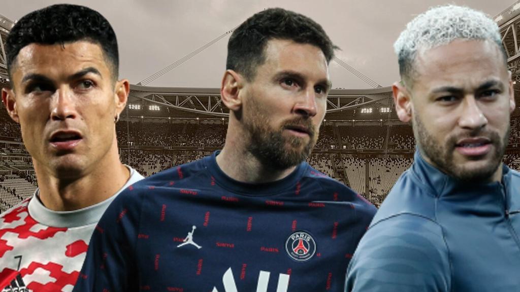 Fotomontaje de Cristiano Ronaldo, Messi y Neymar