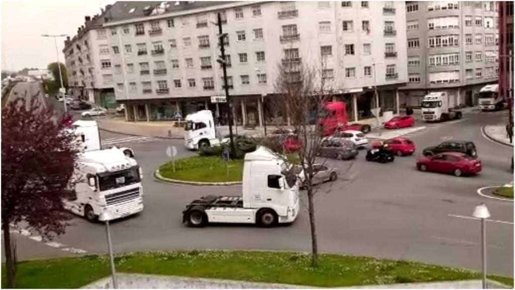 Transportistas y agricultores movilizados en Ferrol.