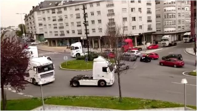 Transportistas y agricultores movilizados en Ferrol.
