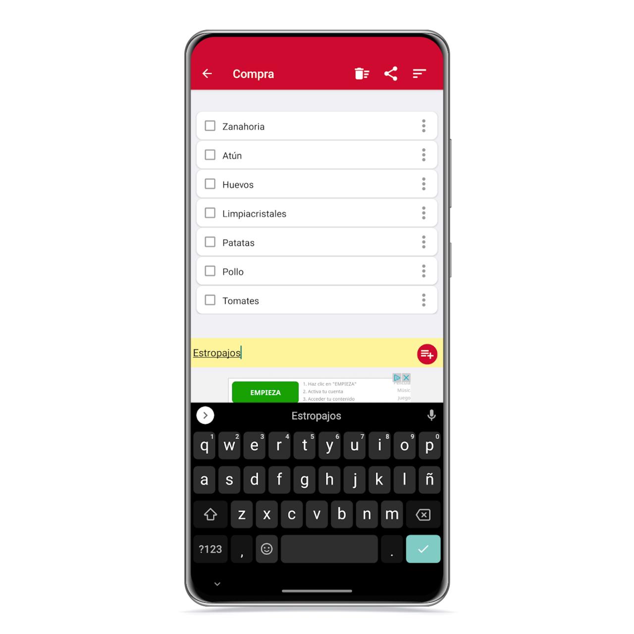 Introducir elemento en Decolist