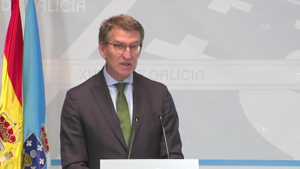 El presidente de la Xunta, Alberto Núñez Feijóo, en rueda de prensa.