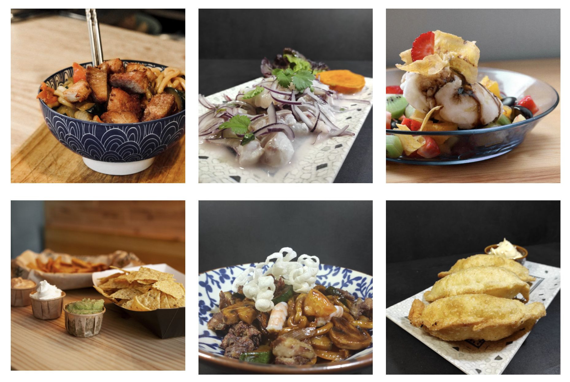 Diferentes platos de Causa Street Food. Foto: Cedida