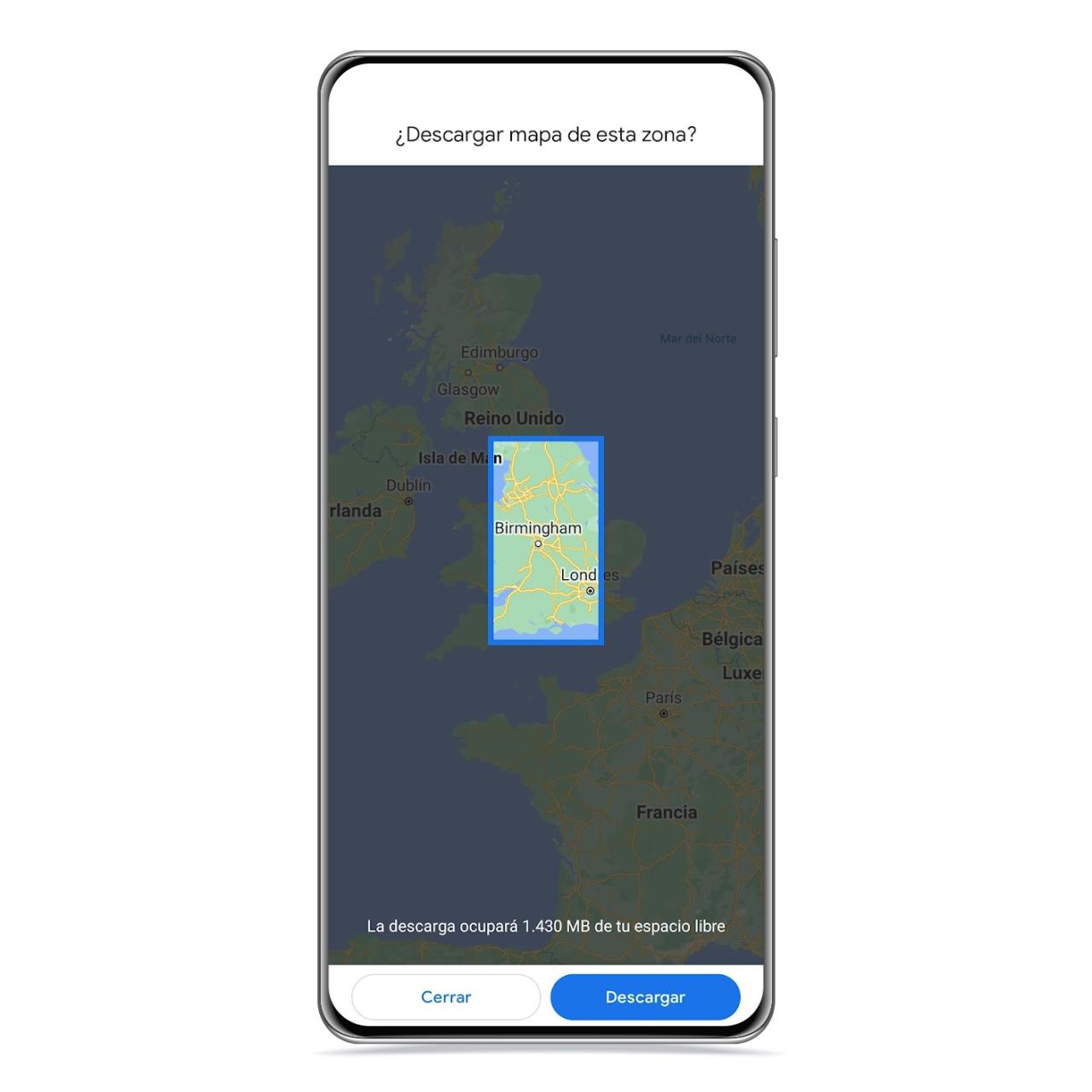Mapa descargado en Google Maps