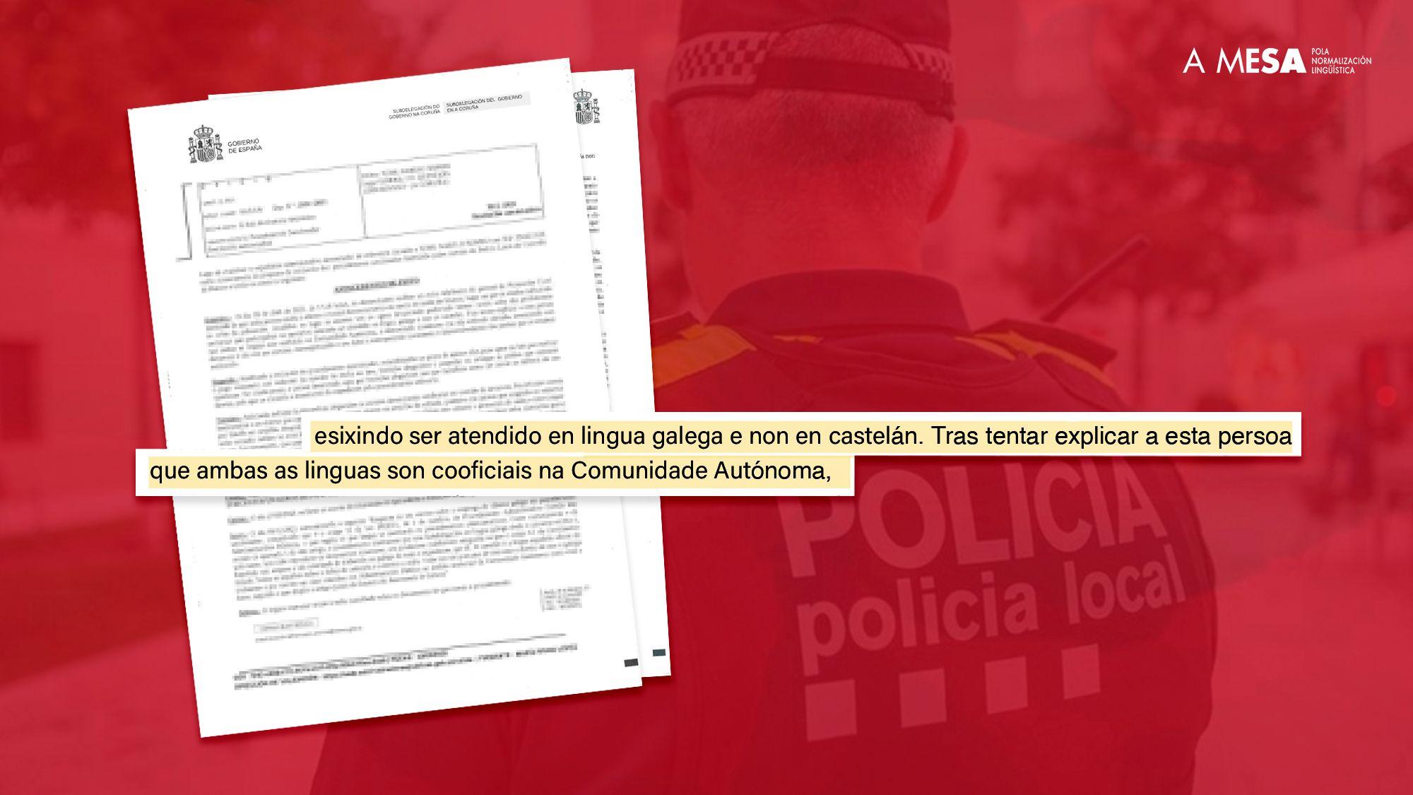 Un extracto de la denuncia (A Mesa pola Normalización Lingüística).