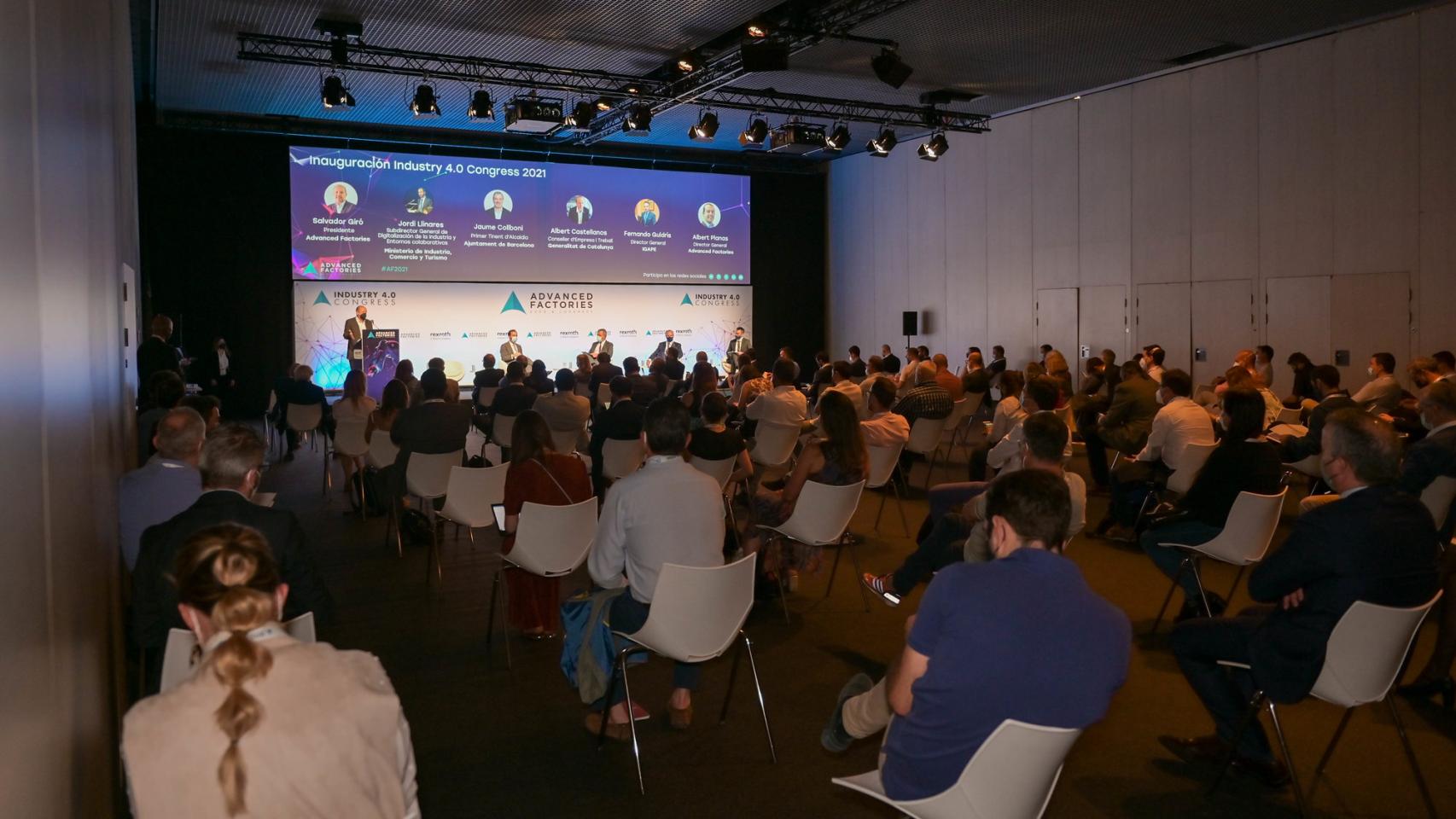 Uno de los auditorios de la edición 2021 de Advanced Factories, celebrado en Barcelona.