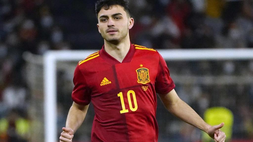Pedri González, en un partido de la selección española de fútbol en 2022