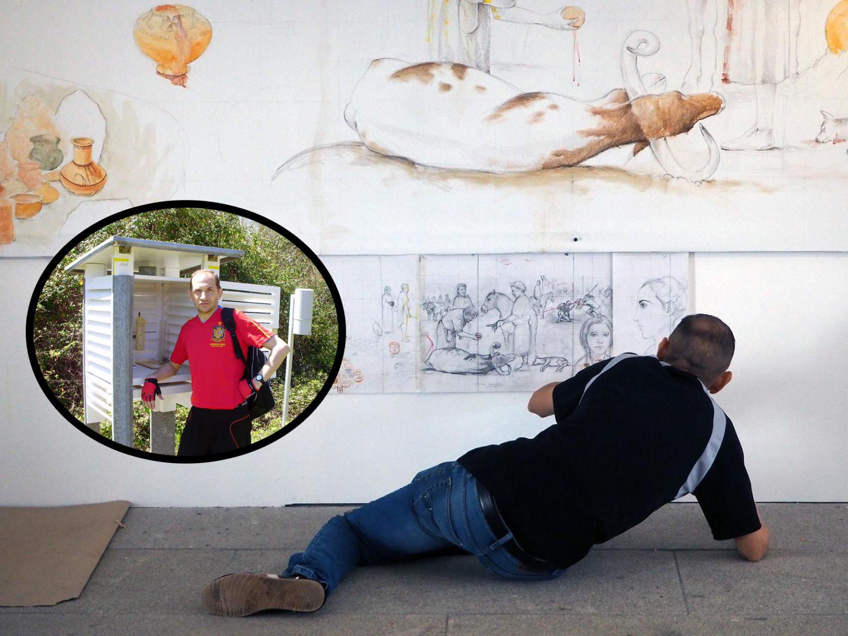 Luis, dibujando y controlando las inclemencias meteorológicas