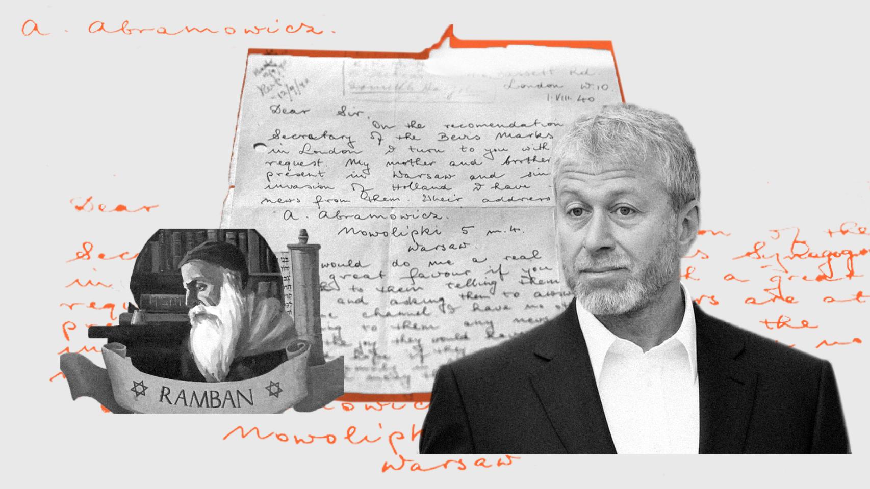 La carta del antepasado de Abramovich, junto a la imagen de Rambán, un famoso rabino del s. XIII.
