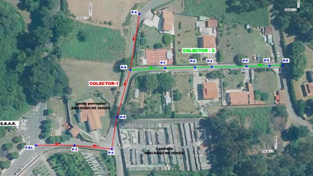 Plano de la aldea de Tatín, en Bergondo.