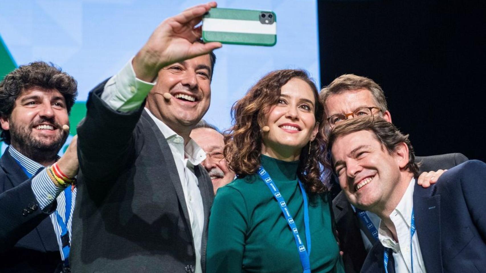 Fernando López Miras, Juanma Moreno, Isabel Díaz Ayuso, Alberto Núñez Feijóo y Alfonso Fernández Mañueco.