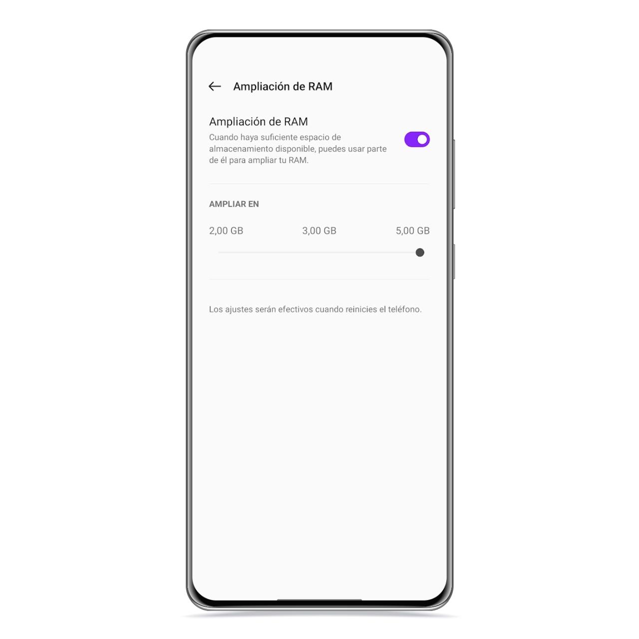 Selector memoria RAM virtual en OPPO