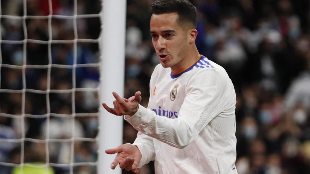 Lucas Vázquez celebra su gol al Getafe