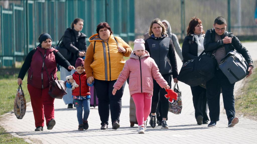 Imagen de archivo de refugiados ucranianos.
