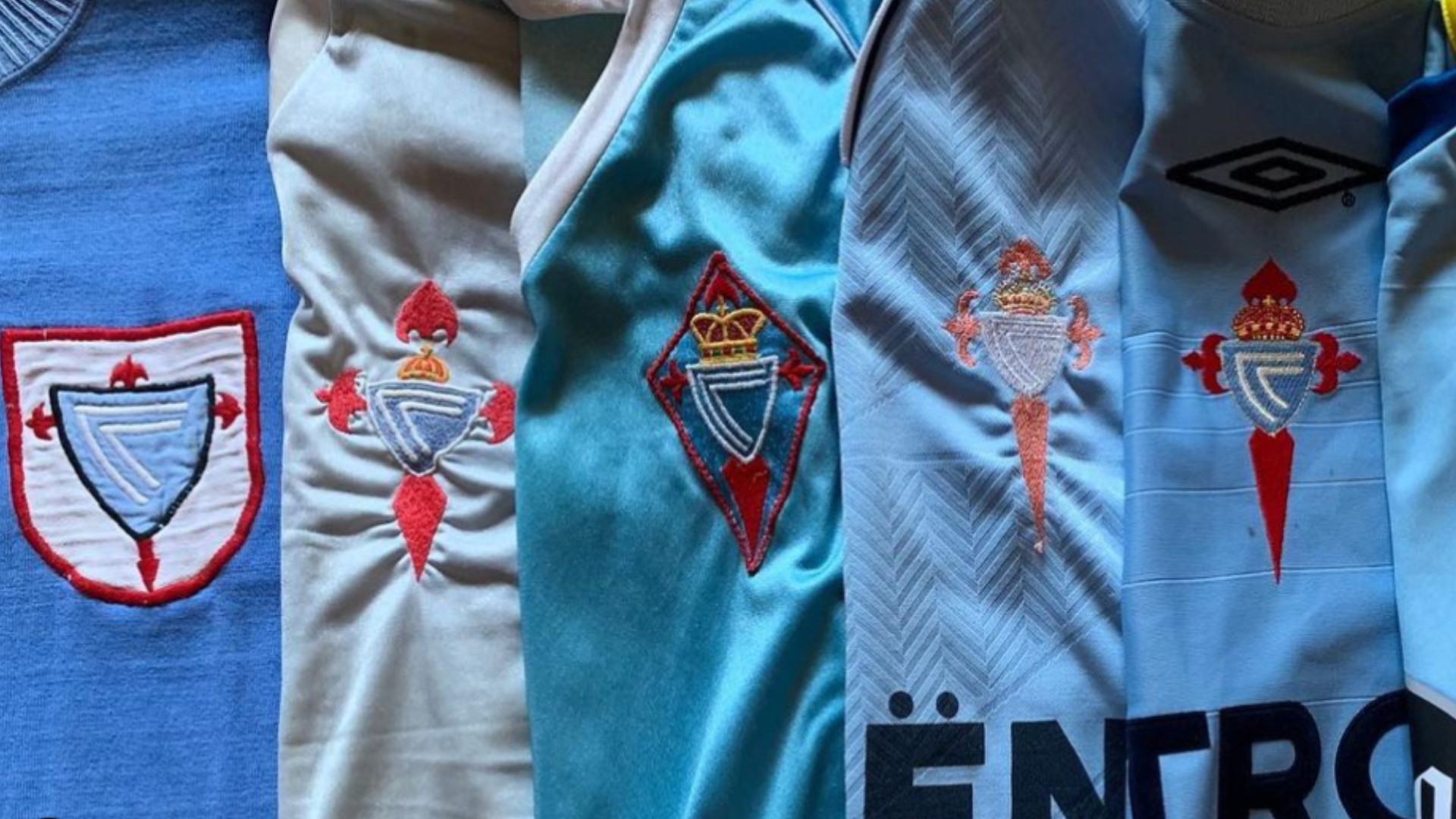 Camisetas y escudos del Celta a lo largo de la historia. Imagen: @celtavigocollector
