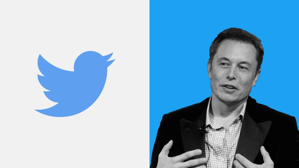 Elon Musk junto al logo de Twitter.