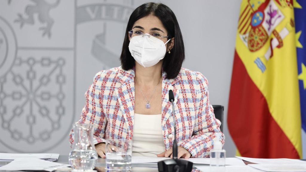 La ministra de Sanidad, Carolina Darias, en una rueda de prensa.