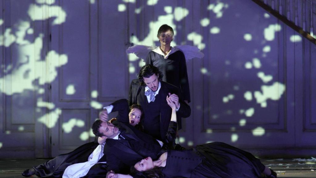 Julie Fuchs (Susanna), Vito Priante (Fígaro), María José Moreno (La condesa de Almaviva), André Schuen (El conde de Almaviva) y Uli Kirsch (el ángel).