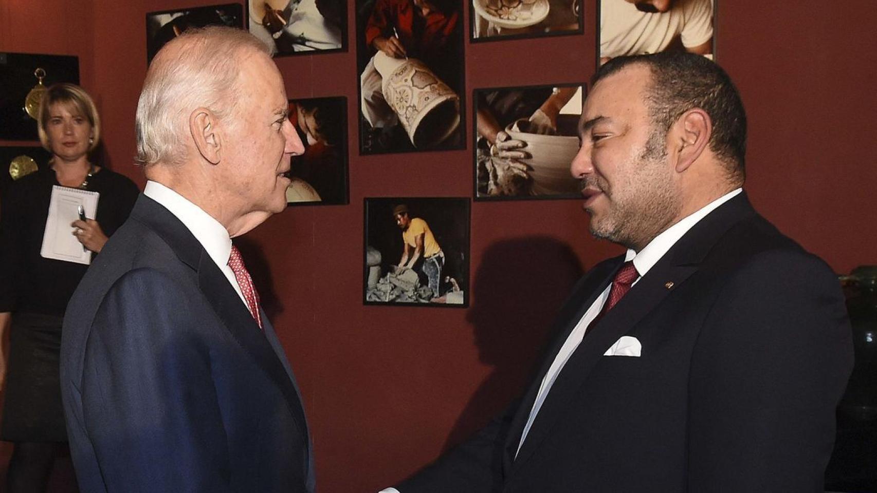 El presidente de los Estados Unidos, Joe Biden, junto al rey Mohammed VI de Marruecos.