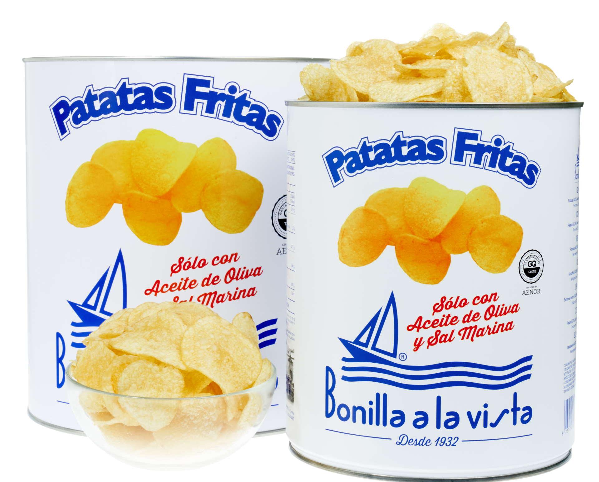 Latas de patatas Bonilla a la vista