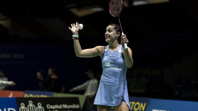 Carolina Marín durante Europeo de bádminton 2022 de Madrid