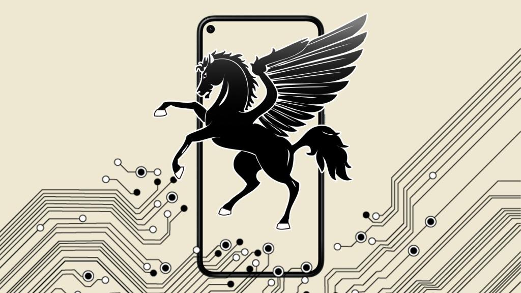 Fotomontaje con un smartphone Android y el icono de un pegaso.