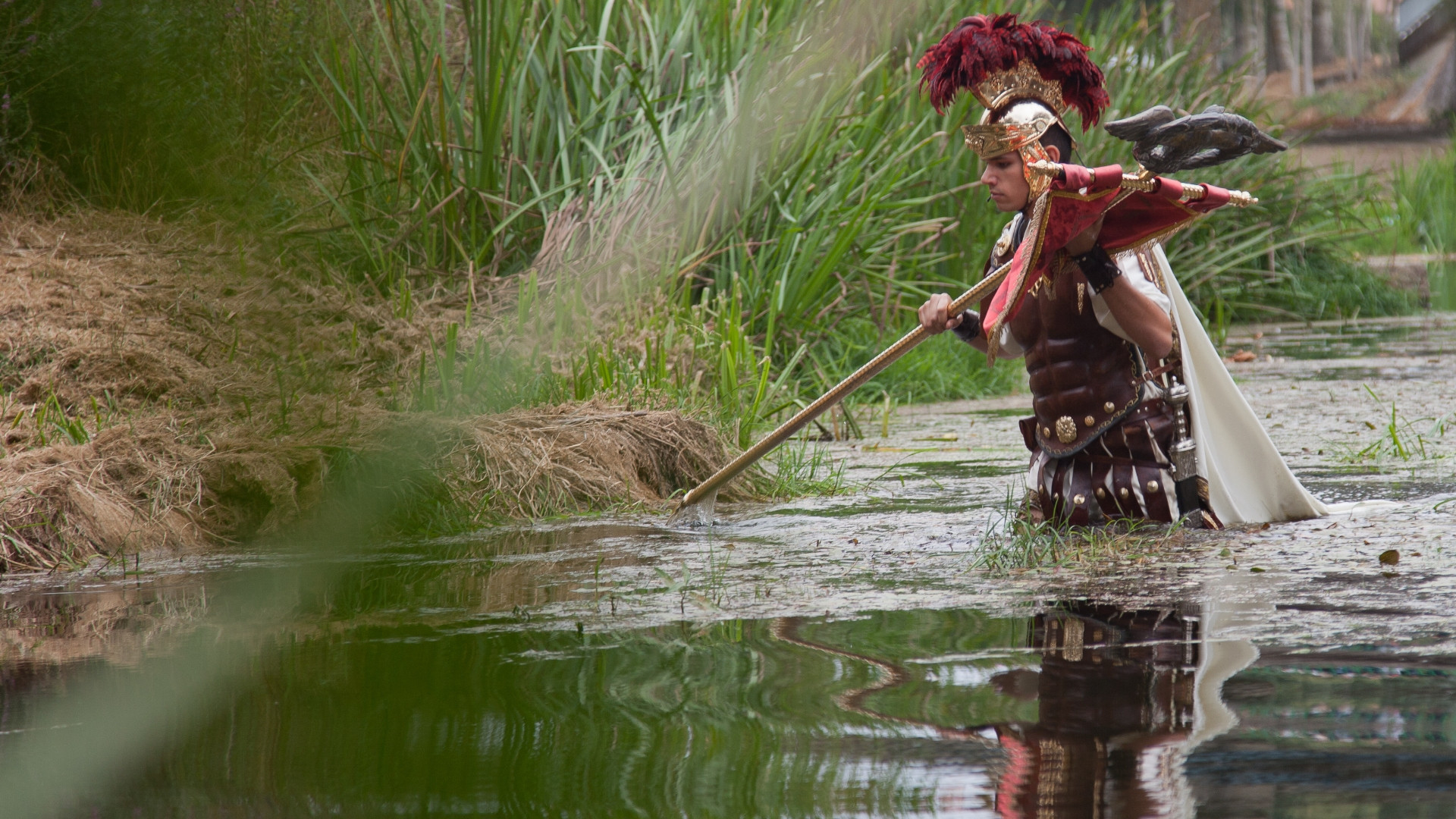 Recreación del cruce del río Limia por Décimo Junio Bruto. Foto: Álvaro Pérez Vilariño